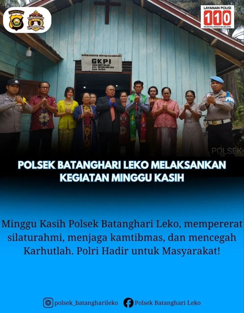 Polsek Batanghari Leko Sampaikan Dua Pesan Utama dalam Minggu Kasih di Bukit Selabu